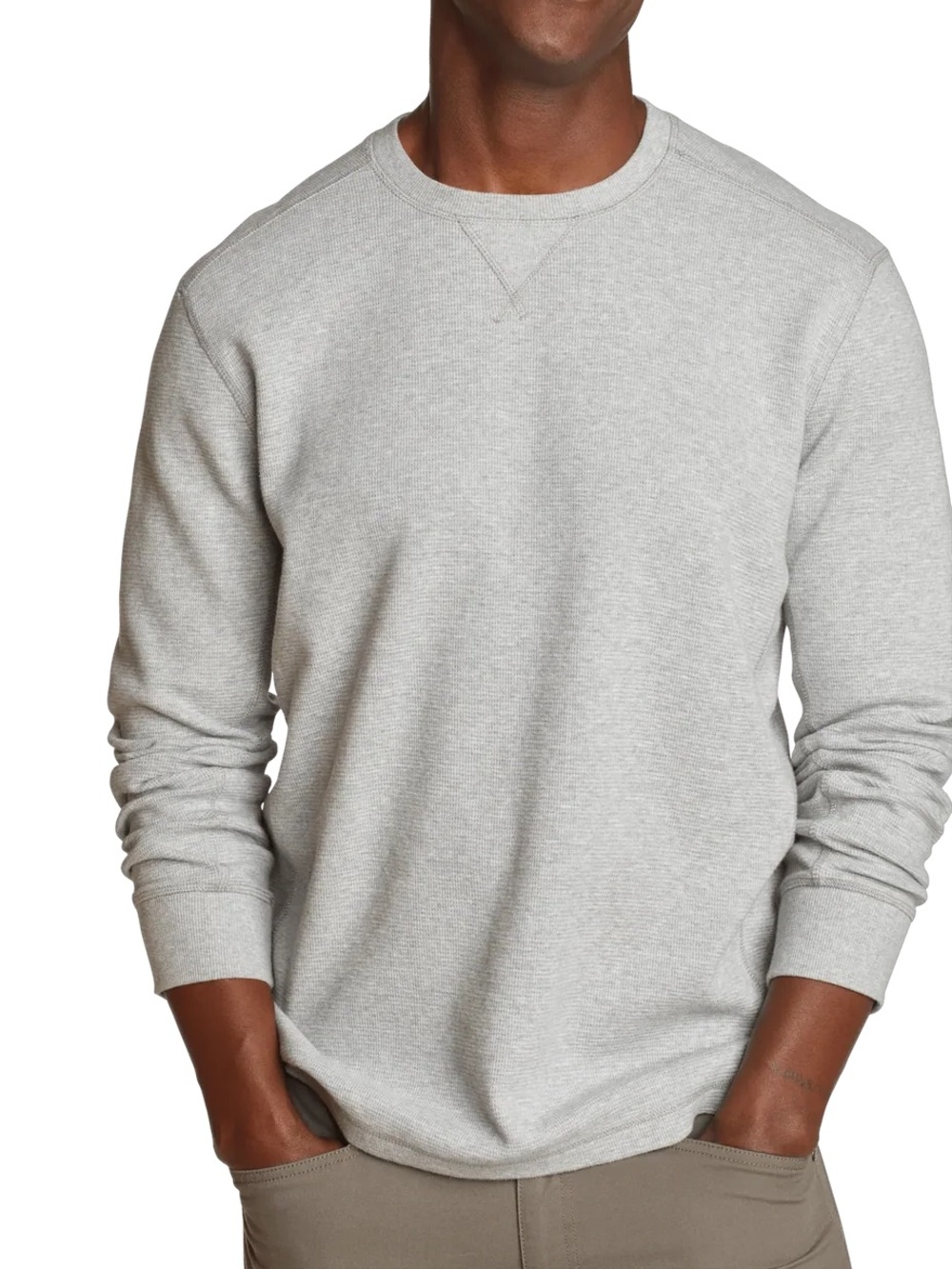 Eddie Bauer Men's Lt Gray Eddie's Favorite Ultrasoft Thermal Crew LT